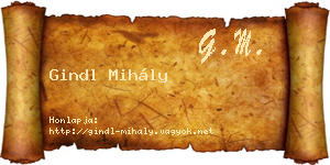 Gindl Mihály névjegykártya